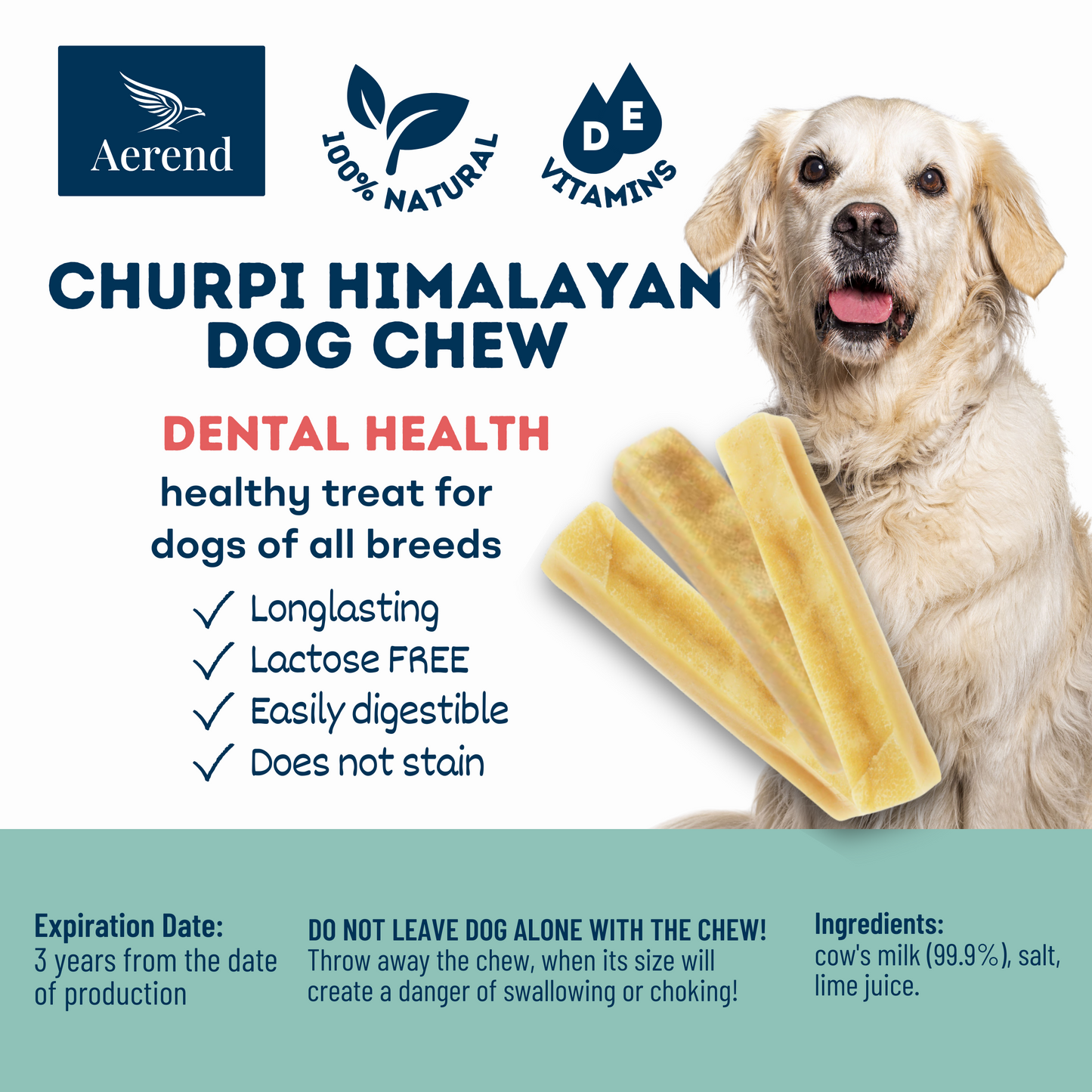 Aerend Churpi Himalaya-Käse für Hunde – 3 Stück