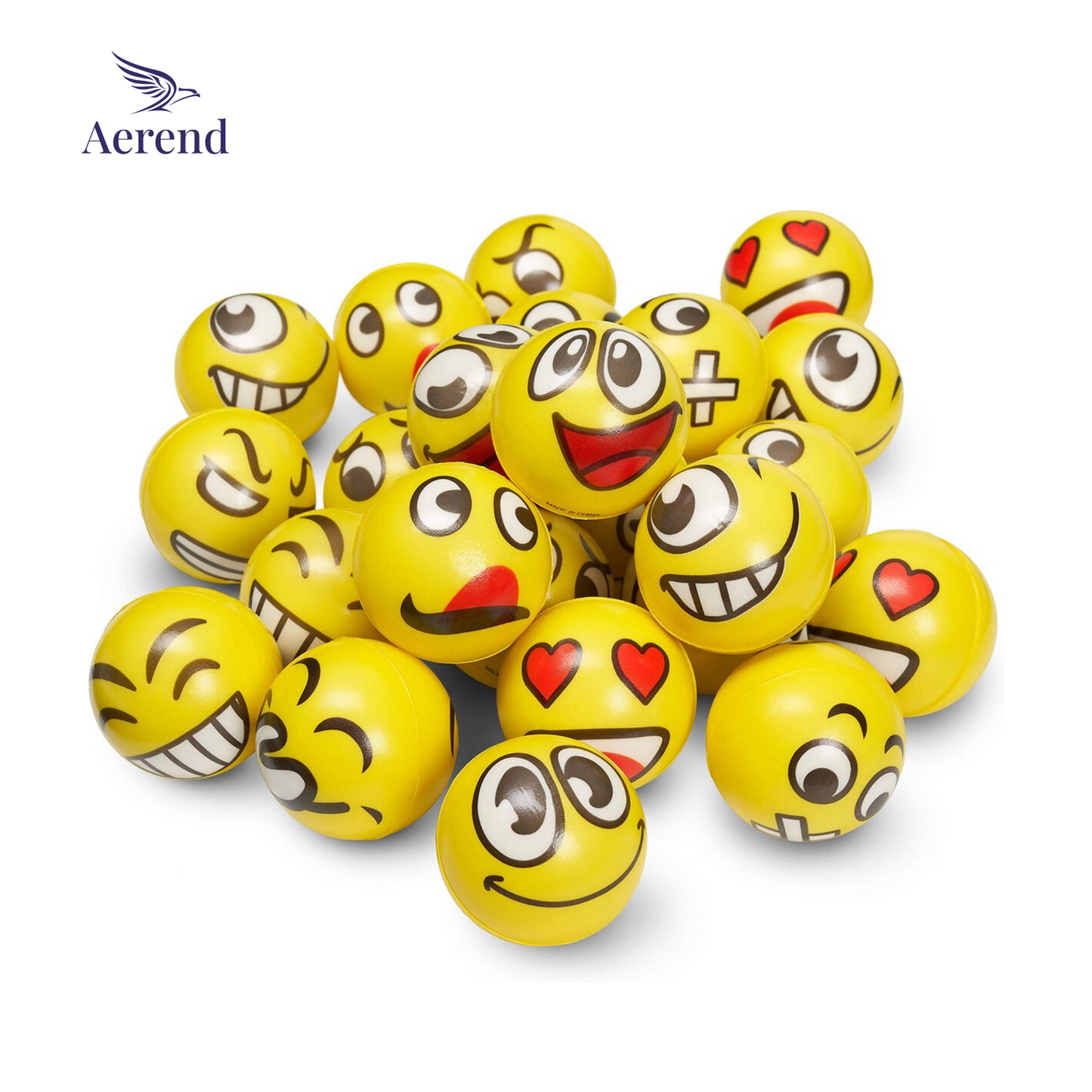 Aerend - 24 stuks Grappige emoji stressballen - Vermindert stress en angst - Klein fidget oefenspeelgoed - Ideaal speelgoed voor kinderen en volwassenen