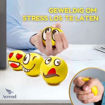 Aerend - 24 stuks Grappige emoji stressballen - Vermindert stress en angst - Klein fidget oefenspeelgoed - Ideaal speelgoed voor kinderen en volwassenen