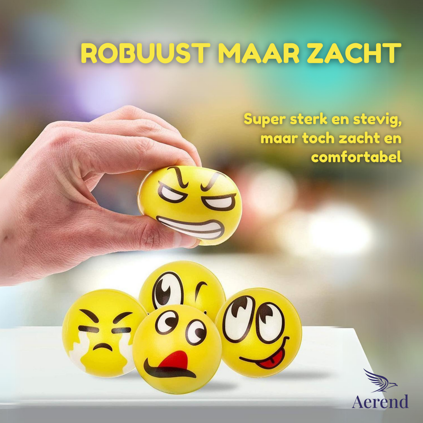 Aerend - 24 stuks Grappige emoji stressballen - Vermindert stress en angst - Klein fidget oefenspeelgoed - Ideaal speelgoed voor kinderen en volwassenen