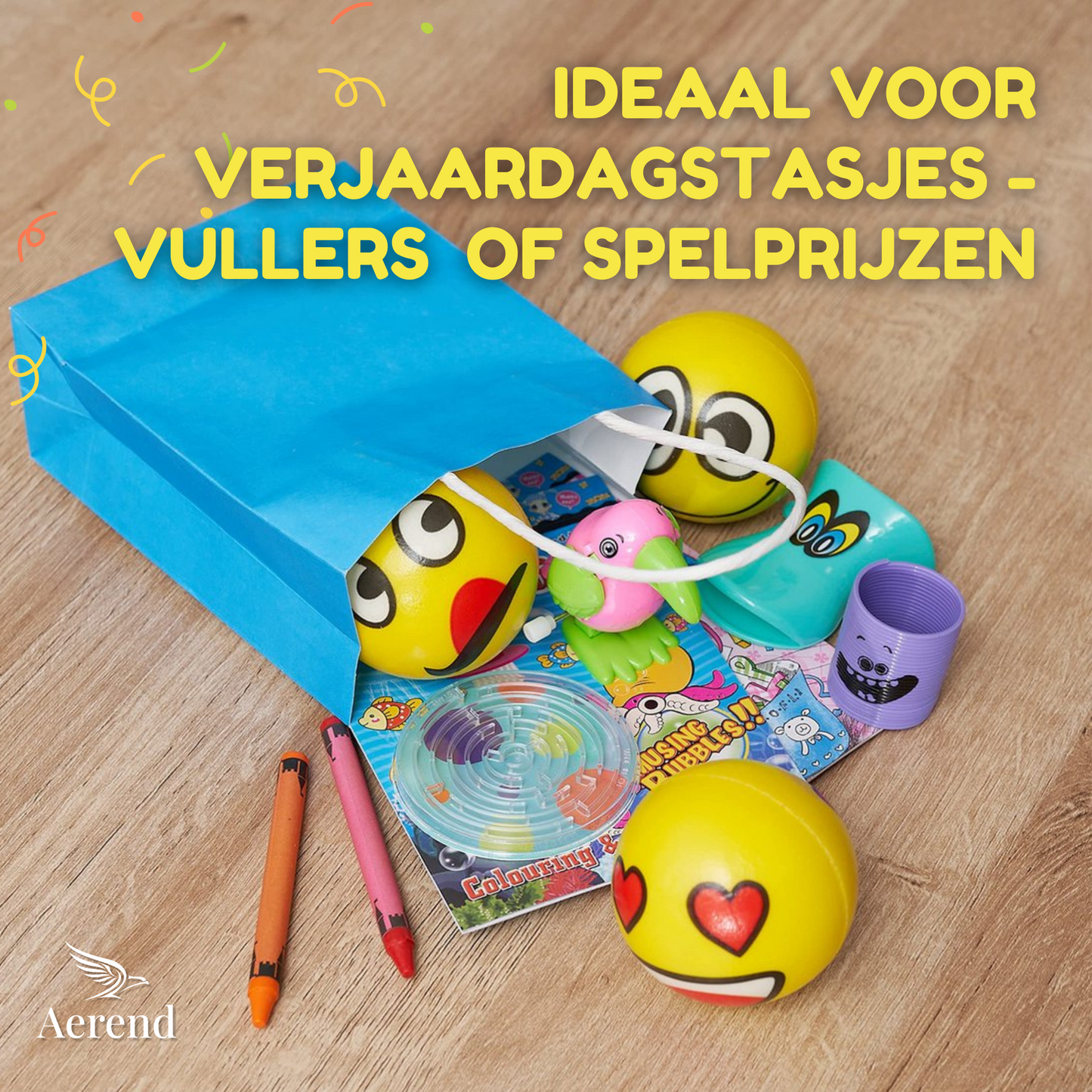 Aerend - 24 stuks Grappige emoji stressballen - Vermindert stress en angst - Klein fidget oefenspeelgoed - Ideaal speelgoed voor kinderen en volwassenen