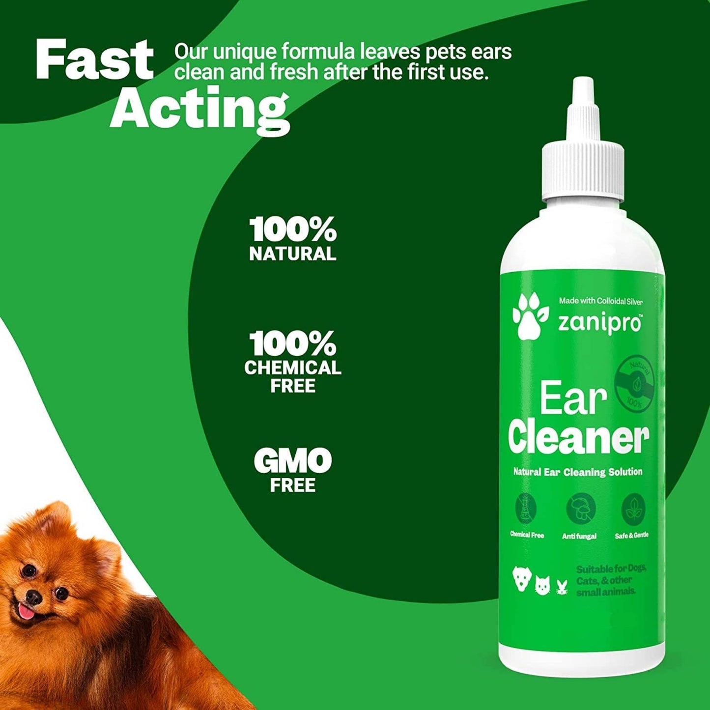 Natural Ear Cleaning Drops for Pets & Small Animals -  Zanipro® 100 ml