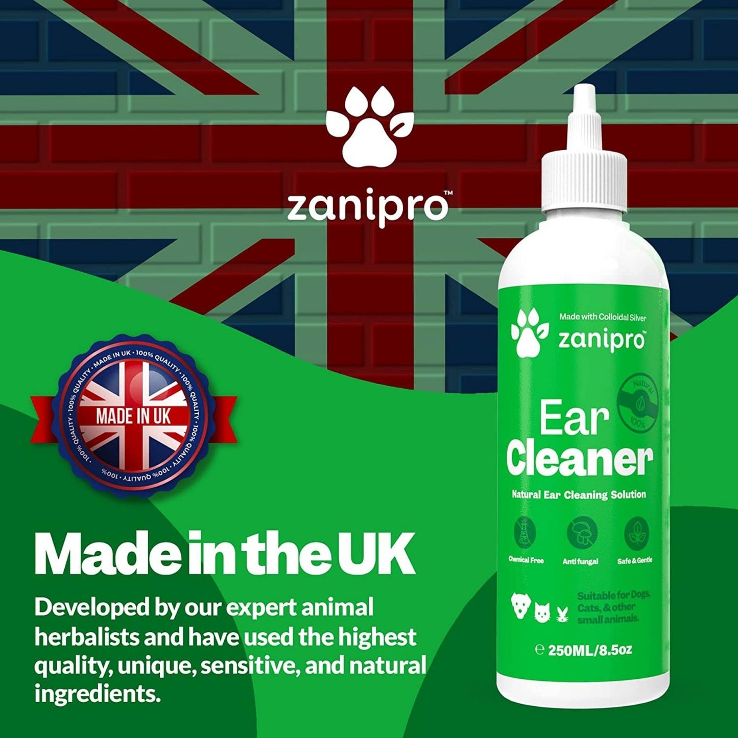 Natural Ear Cleaning Drops for Pets & Small Animals -  Zanipro® 100 ml