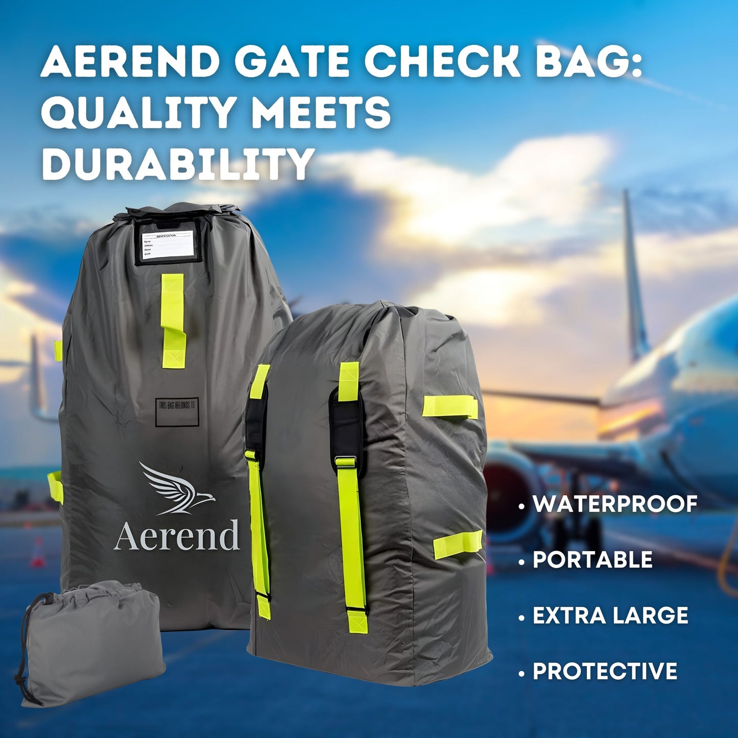 Aerend XL Gate Check Travel Bag for Strollers, Car Seats, Buggy and Wheelchairs